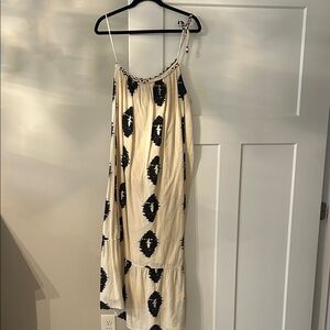Zara Cream and Black Asymmetrical Dress
